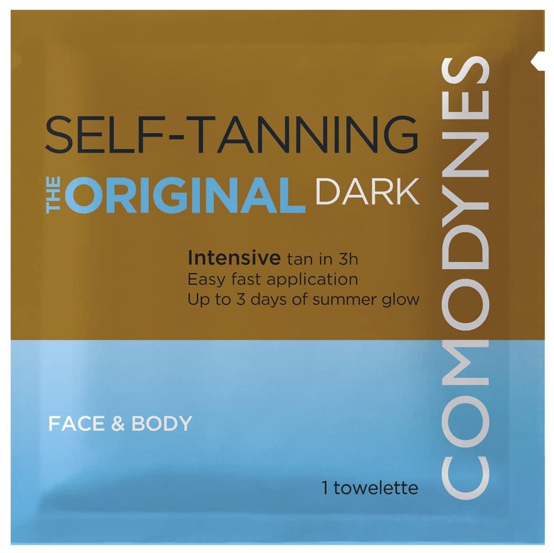 Comodynes Self-Tanning Intensive and Uniform Color Towels for Face and Body - Intensive and Fast Bronzing - All Skin Types - Individually Wrapped Towelettes - 24 Packs - Image 1